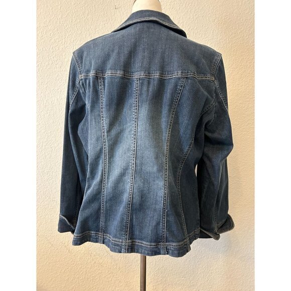 Women's Coldwater Creek Denim Blue Collared Jean Jacket 3/4 Sleeves‎ 18W - Picture 3 of 12